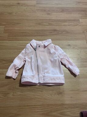 H&M Light Pink Kids Jean Jacket with Asymmetrical Zipper